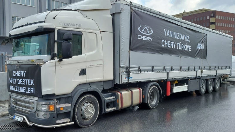Chery'nin depremzedelere yardım TIR'ı yola çıktı_arabazzi.com
